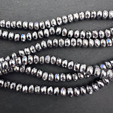 6x3mm silver electroplated hematite beads - rondelle - faceted - 15" strand - approx. 65 beads