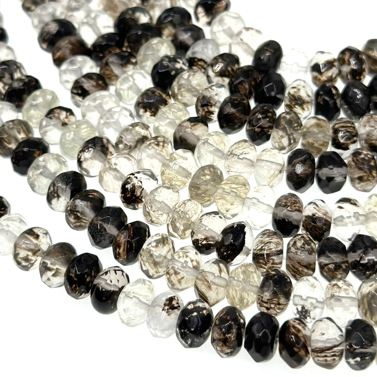 8x5mm - Black Watermelon Stone - Rondelle - Faceted