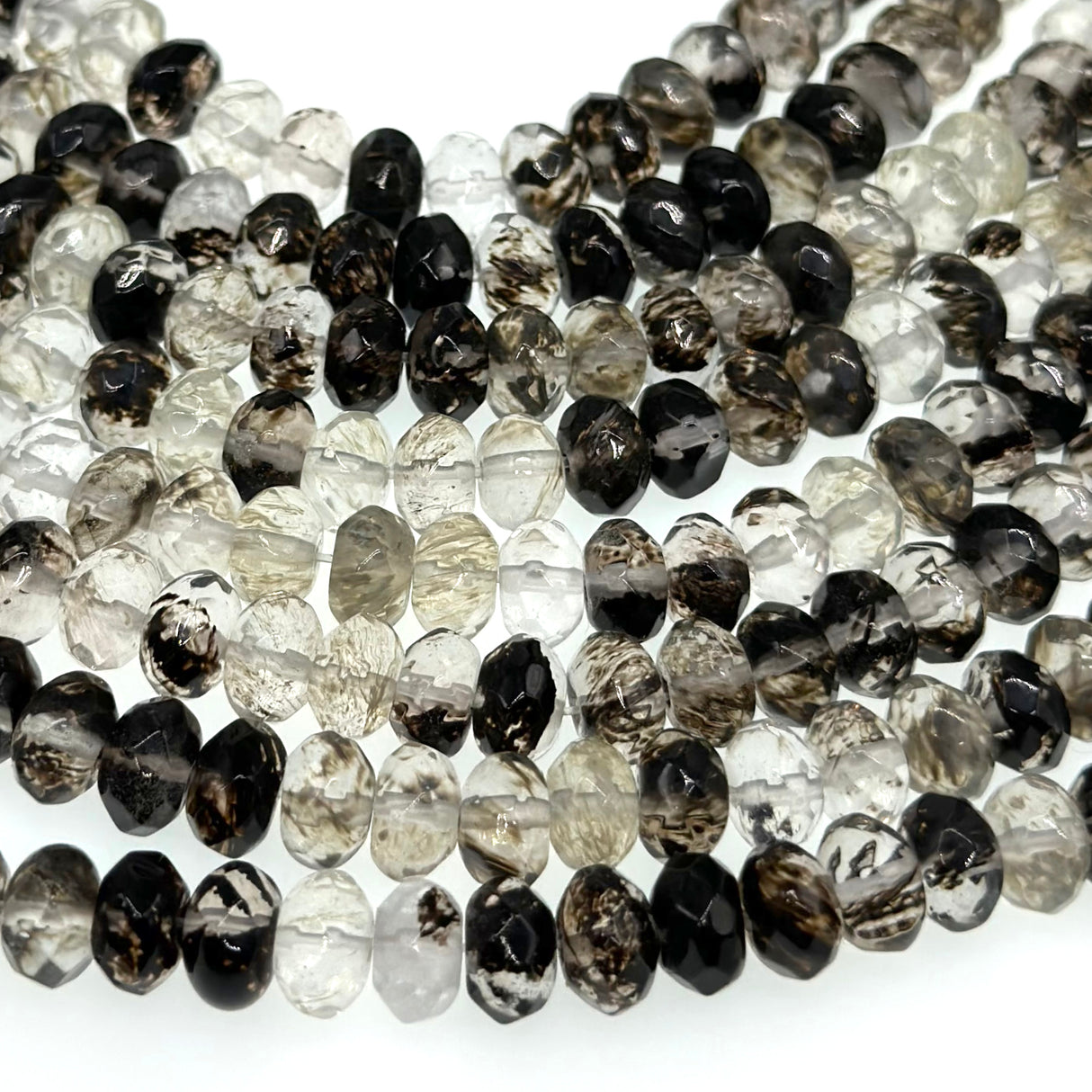 8x5mm - Black Watermelon Stone - Rondelle - Faceted