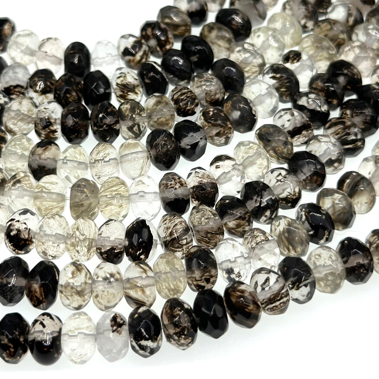 8x5mm · BLACK WATERMELON STONE · rondelle · faceted · 15" strand · approx. 70 beads · G22-2