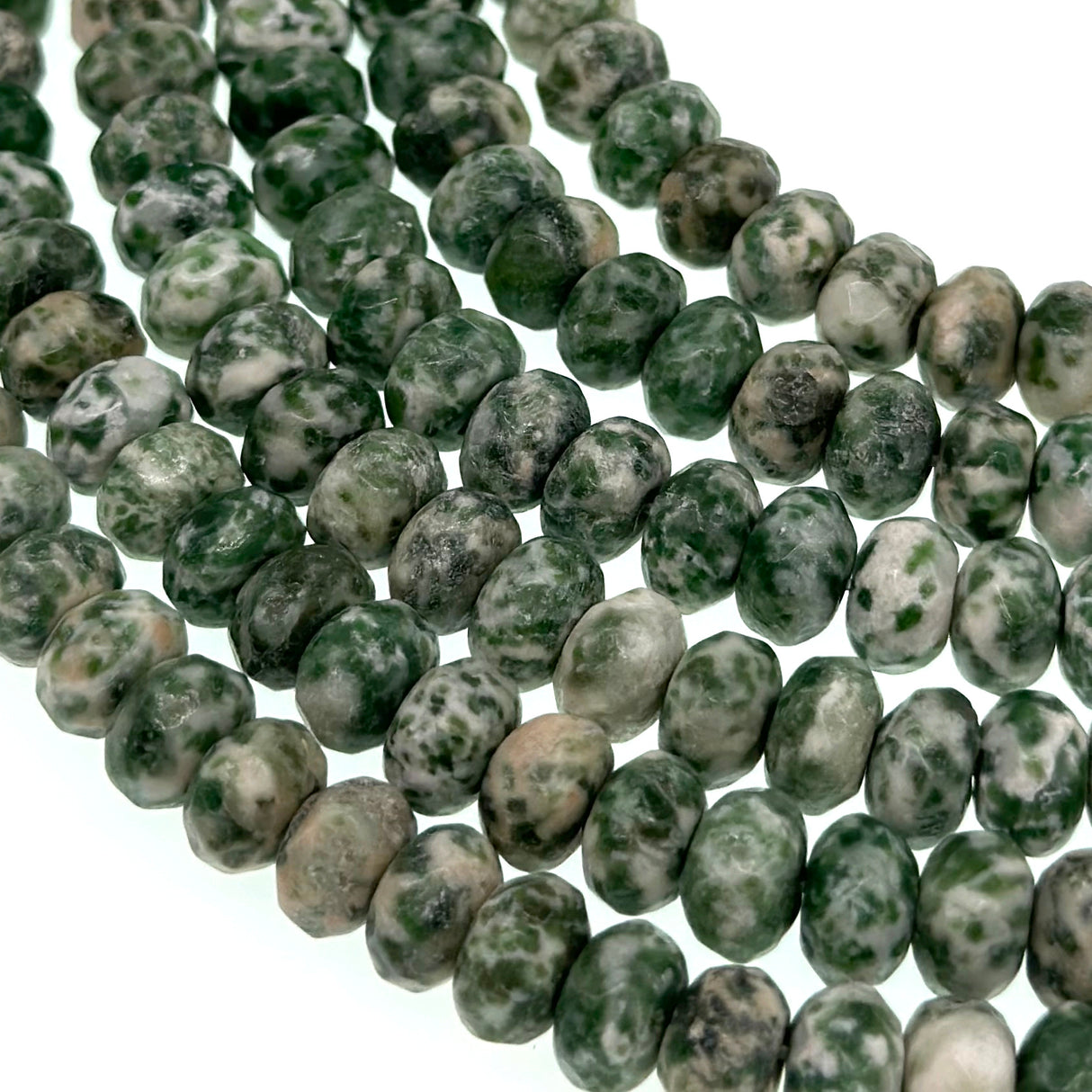 8x5mm - Green Spot Stone - Rondelle - Faceted