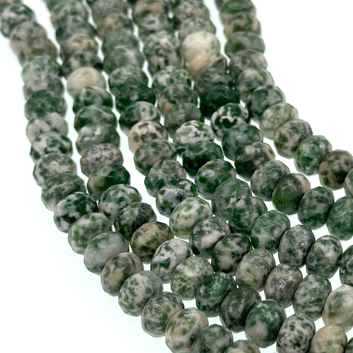 8x5mm - Green Spot Stone - Rondelle - Faceted