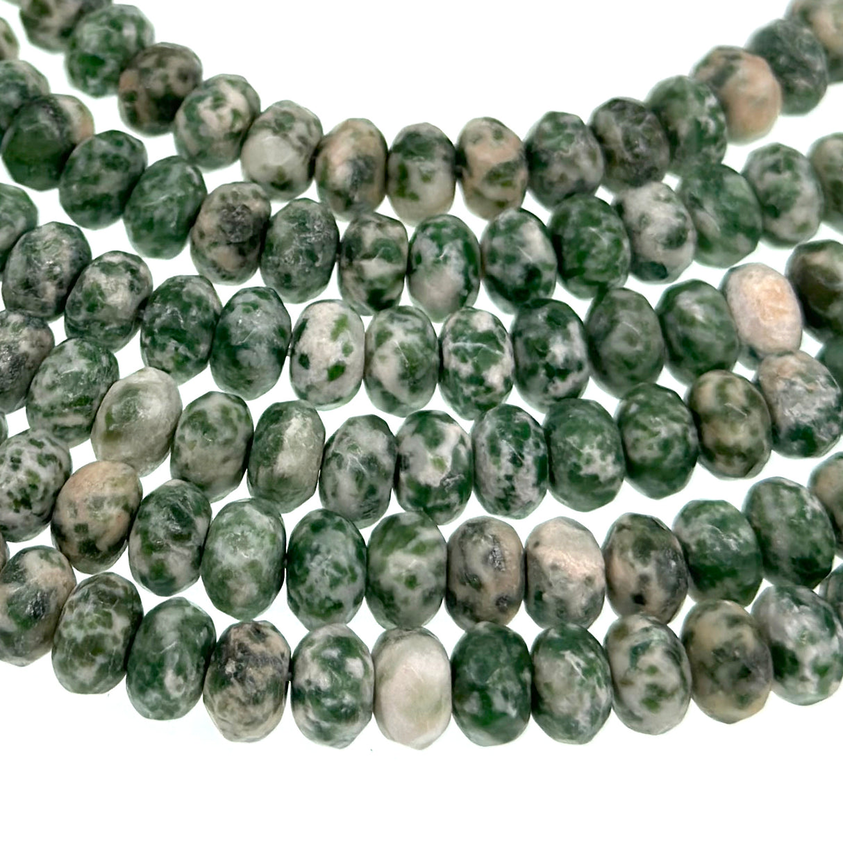 8x5mm - Green Spot Stone - Rondelle - Faceted