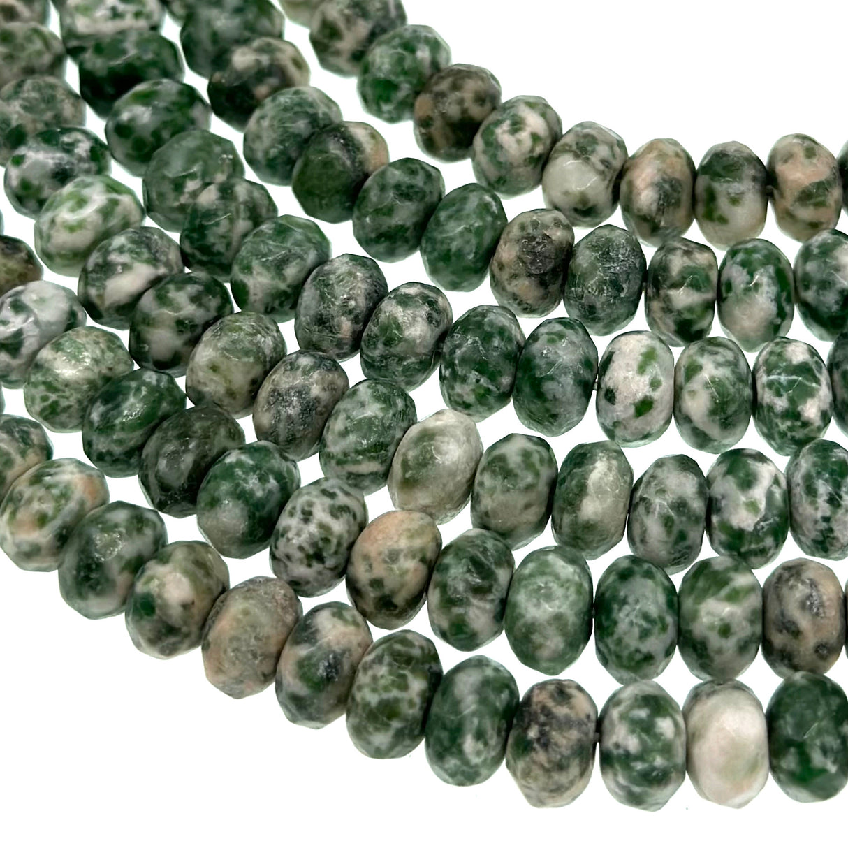 8x5mm - Green Spot Stone - Rondelle - Faceted