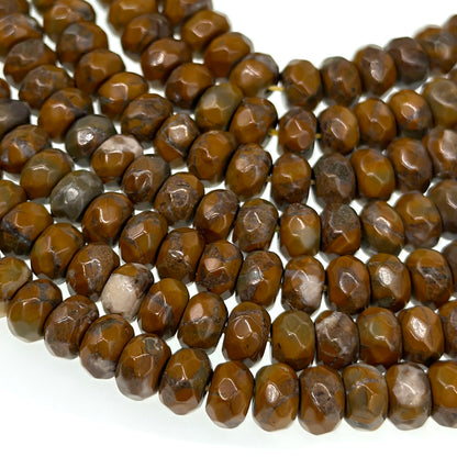 8x5mm · BAMBOO LEAF STONE · rondelle · faceted · 15" strand · approx. 70 beads · G22-1