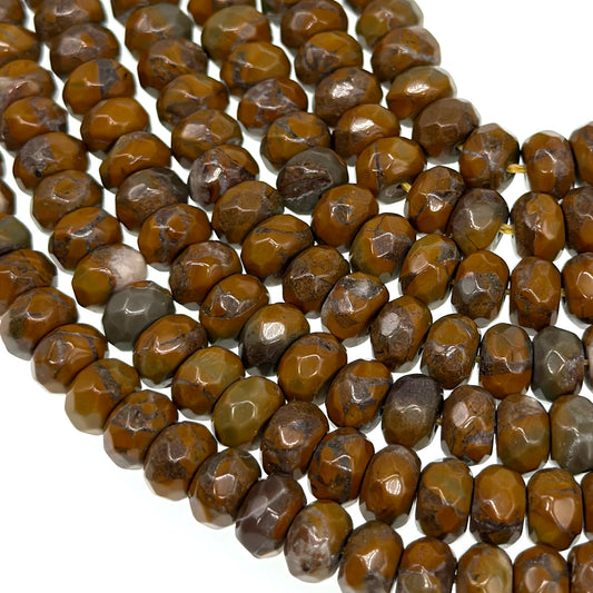 8x5mm · BAMBOO LEAF STONE · rondelle · faceted · 15" strand · approx. 70 beads · G22-1