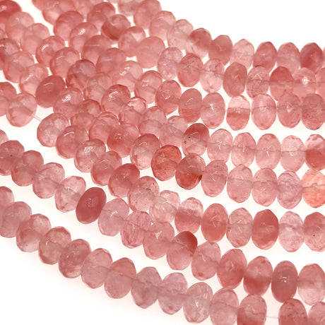 8x5mm · CHERRY QUARTZ · rondelle · faceted · 15" strand · approx. 70 beads · G22-4