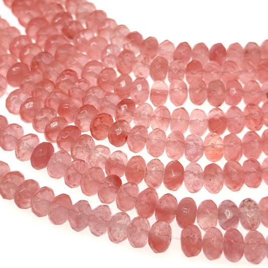 8x5mm · CHERRY QUARTZ · rondelle · faceted · 15" strand · approx. 70 beads · G22-4
