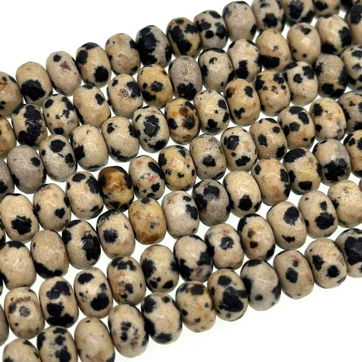 8x5mm · DALMATIAN JASPER · rondelle · faceted · 15" strand · approx. 70 beads · G22-5