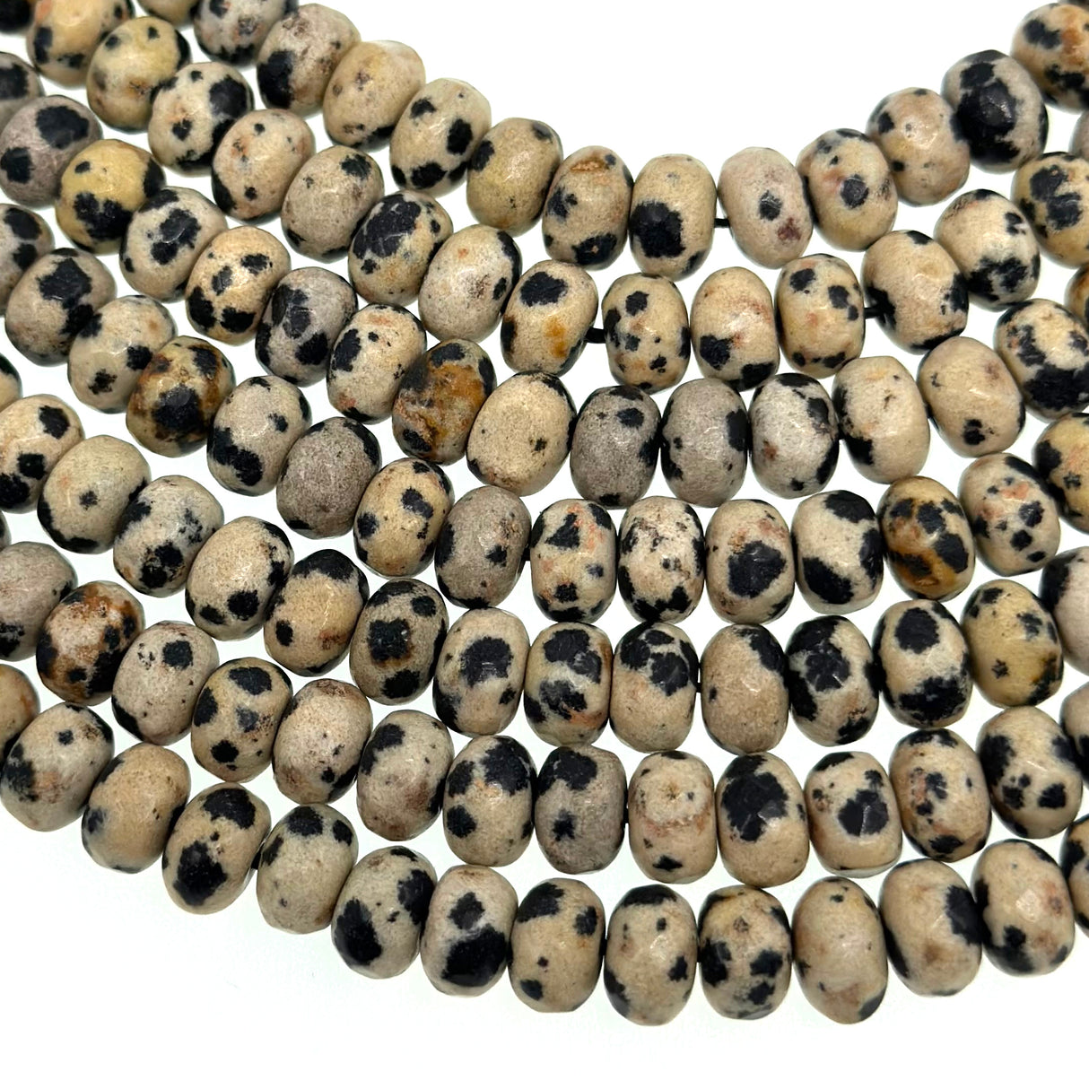 8x5mm · DALMATIAN JASPER · rondelle · faceted · 15" strand · approx. 70 beads · G22-5