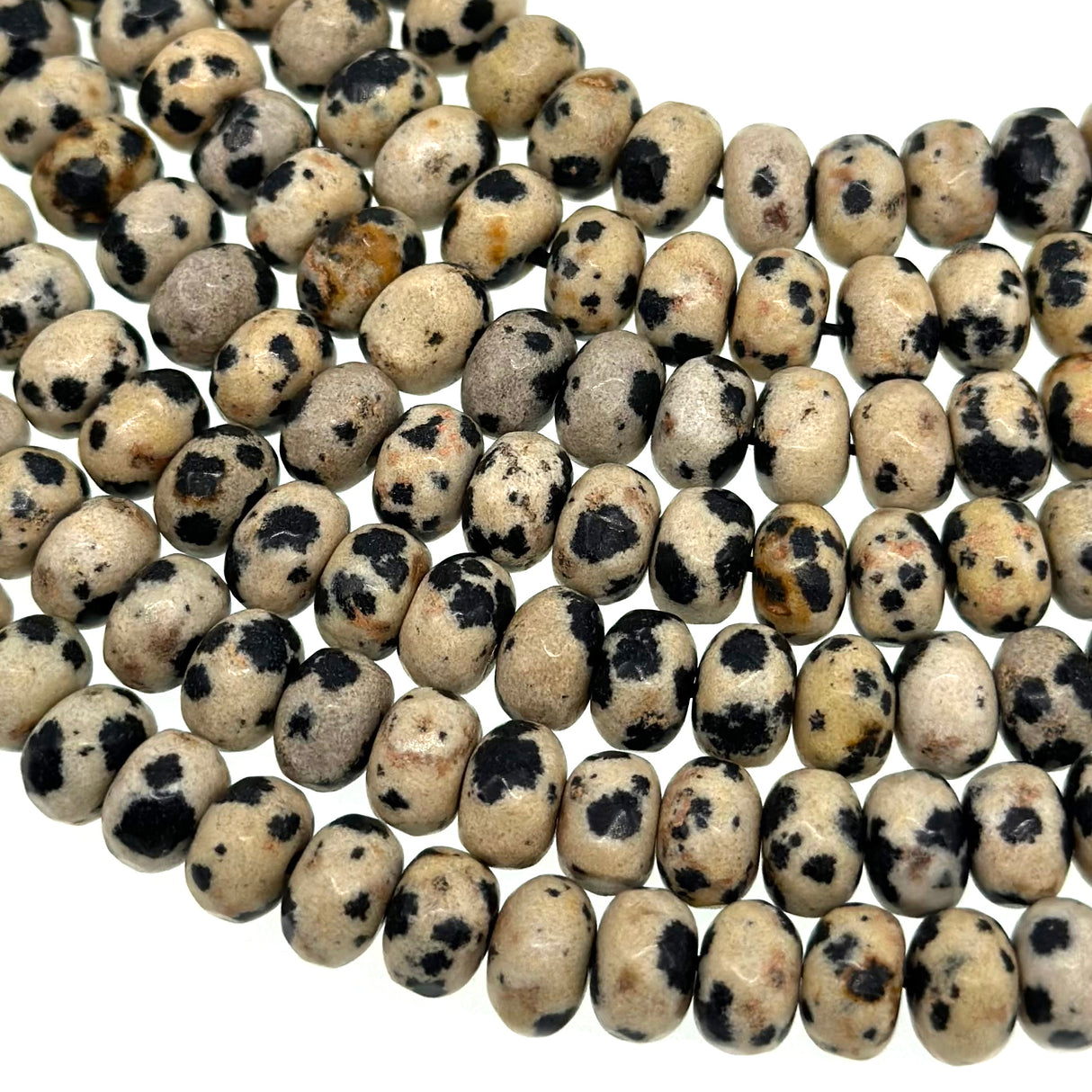 8x5mm · DALMATIAN JASPER · rondelle · faceted · 15" strand · approx. 70 beads · G22-5