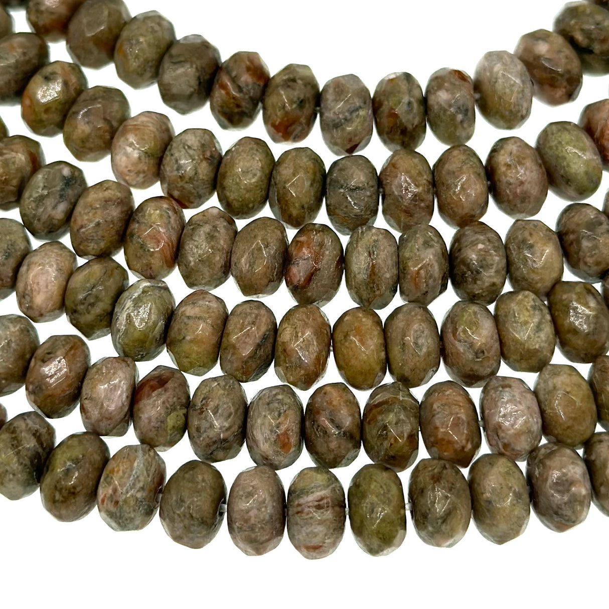 8x5mm - Pale Unakite - Rondelle - Faceted