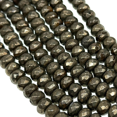 8x5mm - Pyrite - Rondelle - Faceted