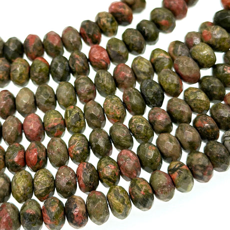 8x5mm - Unakite - Rondelle - Faceted