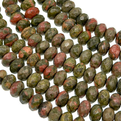 8x5mm - Unakite - Rondelle - Faceted