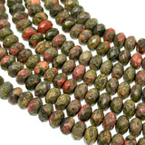 8x5mm - Unakite - Rondelle - Faceted