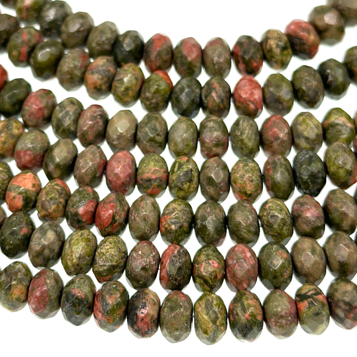 8x5mm - Unakite - Rondelle - Faceted