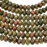 8x5mm - Unakite - Rondelle - Faceted