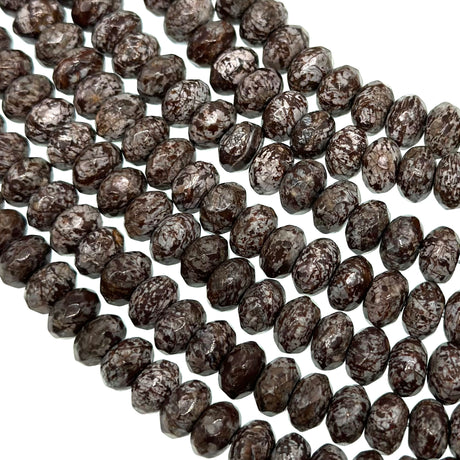 8x5mm - Snowflake Obsidian - Rondelle - Faceted