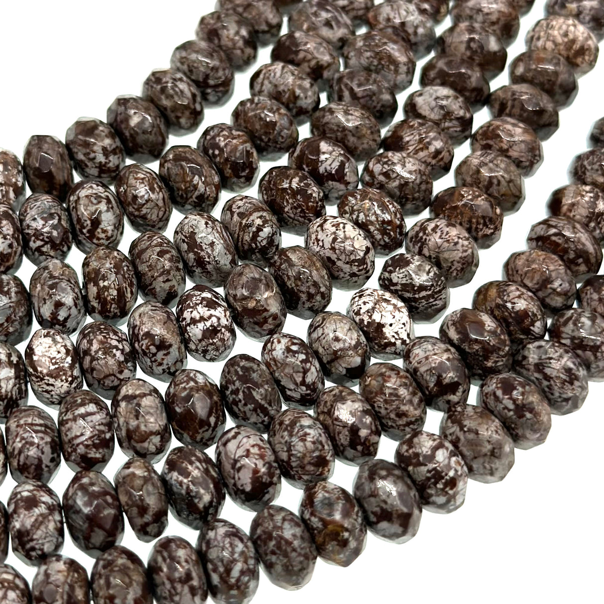 8x5mm - Snowflake Obsidian - Rondelle - Faceted