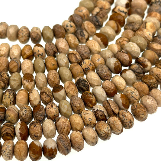 8x5mm - Picture Jasper - Rondelle - Faceted