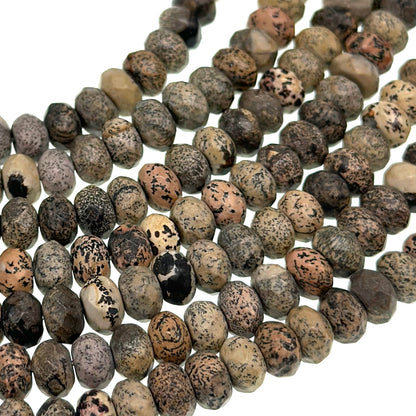 8x5mm · DENDRITIC JASPER · rondelle · faceted · 15" strand · approx. 70 beads · G22- 6