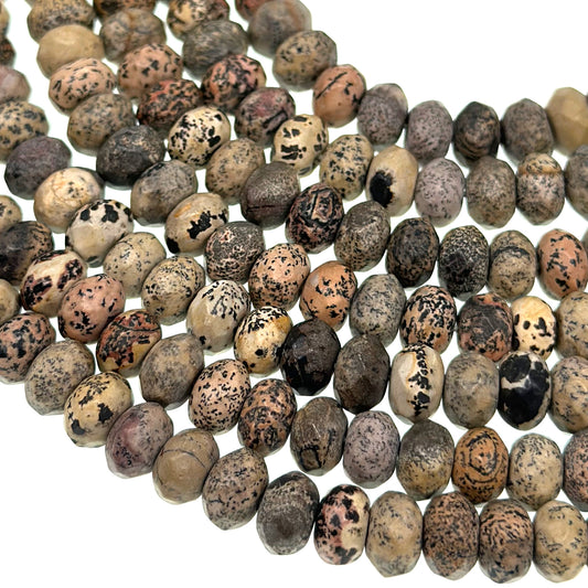8x5mm · DENDRITIC JASPER · rondelle · faceted · 15" strand · approx. 70 beads · G22- 6