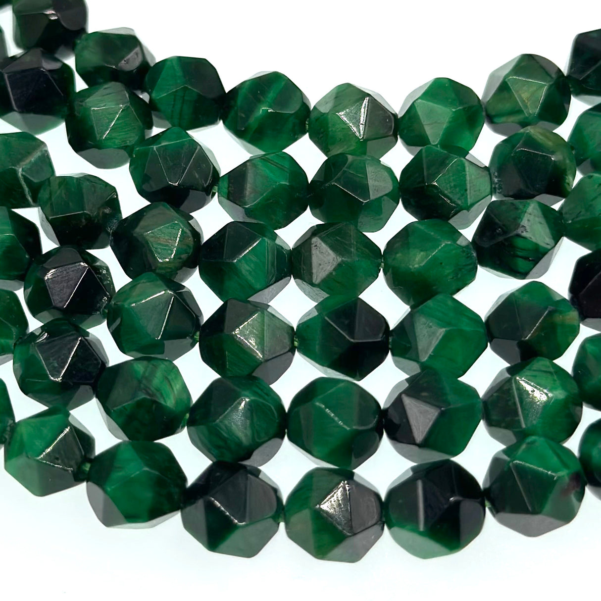 8mm - Green Tiger Eye - Star Cut - Faceted