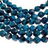 8mm cyan tiger eye beads (dyed)  - star cut - faceted - 15" strand - approx. 45 beads