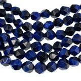 8mm dark blue tiger eye - star cut - faceted - 15" strand - approx. 45 beads