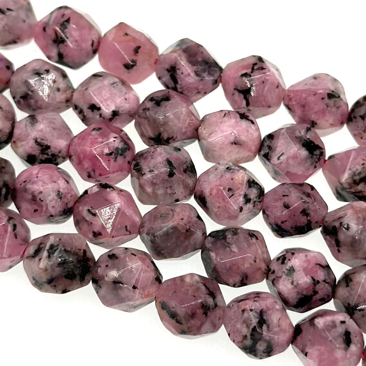 8mm - Light Pink Sesame Jasper - Star Cut - Faceted