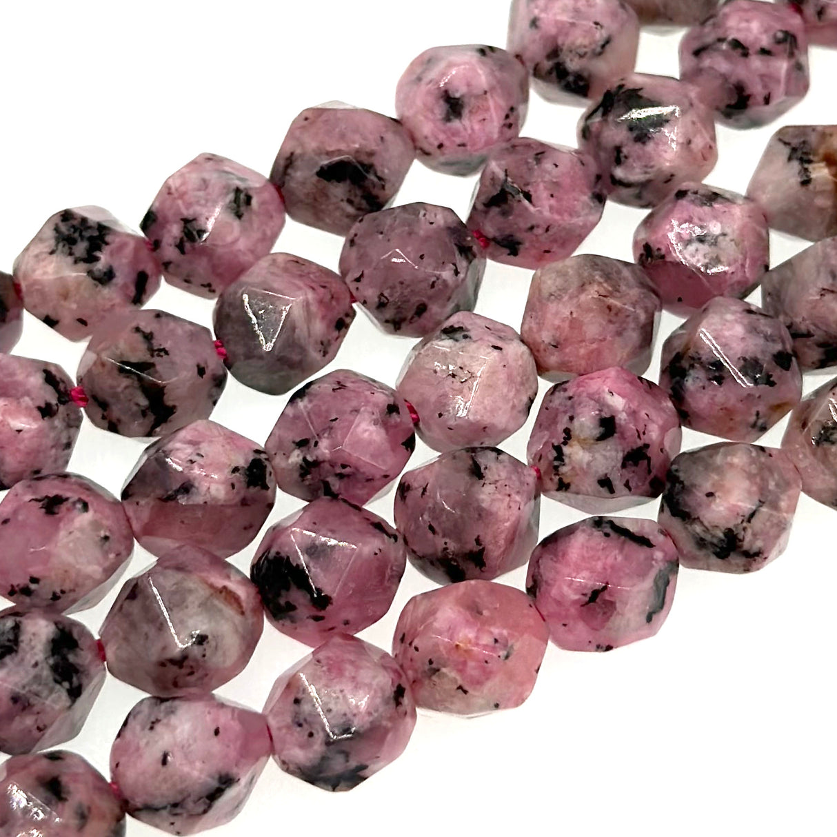 8mm - Light Pink Sesame Jasper - Star Cut - Faceted