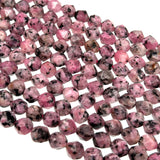 8mm - Light Pink Sesame Jasper - Star Cut - Faceted