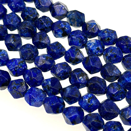 8mm  dark blue sesame jasper beads (dyed) - star cut - faceted - 15" strand - approx. 45 beads