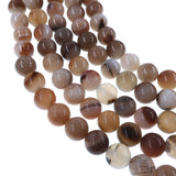 10mm dark gray striped agate beads - round - smooth - 15" strand - approx. 35 beads ST3-3