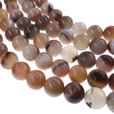 10mm dark gray striped agate beads - round - smooth - 15" strand - approx. 35 beads ST3-3