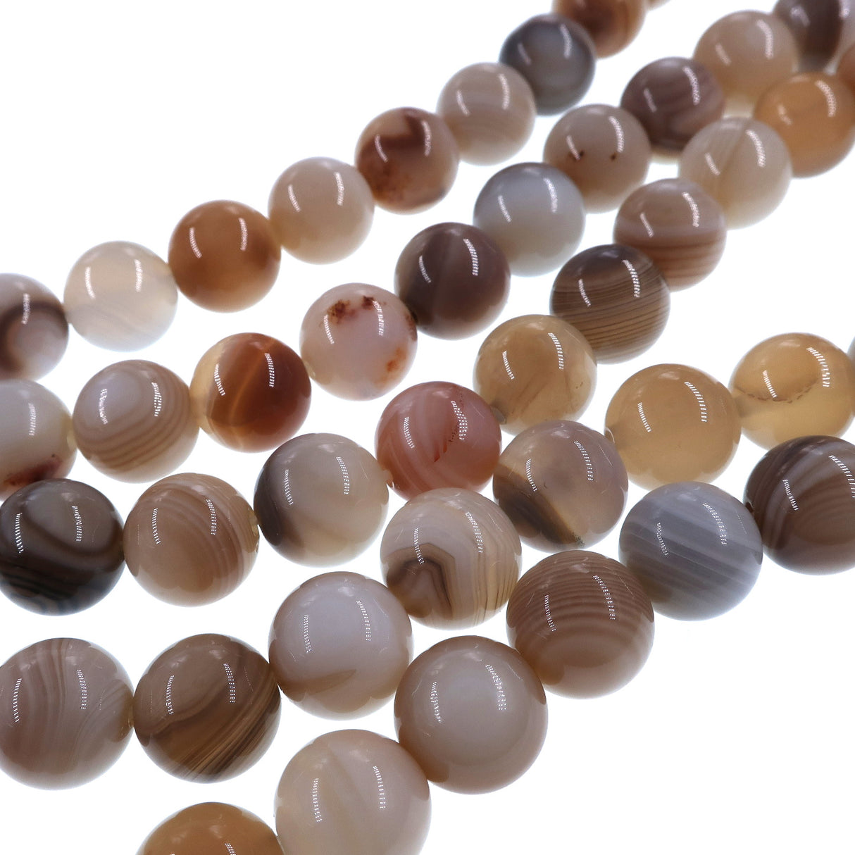 10mm dark gray striped agate beads - round - smooth - 15" strand - approx. 35 beads ST3-3