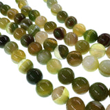 10mm lime green striped agate beads - round - smooth - 15" strand - approx. 35 beads ST3-4