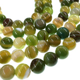 10mm lime green striped agate beads - round - smooth - 15" strand - approx. 35 beads ST3-4