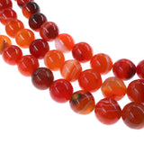 10mm orange striped agate beads - round - smooth - 15" strand - approx. 35 beads ST3-5