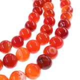 10mm orange striped agate beads - round - smooth - 15" strand - approx. 35 beads ST3-5