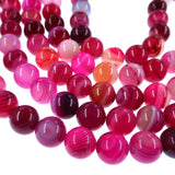 10mm pink striped agate beads - round - smooth - 15" strand - approx. 35 beads ST3-6