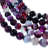 10mm purple & teal striped agate beads - round - smooth - 15" strand - approx. 35 beads ST3-7