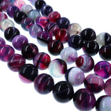 10mm purple & teal striped agate beads - round - smooth - 15" strand - approx. 35 beads ST3-7