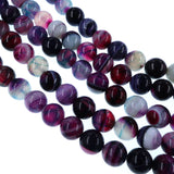 10mm purple & teal striped agate beads - round - smooth - 15" strand - approx. 35 beads ST3-7