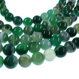 10mm seagreen striped agate beads - round - smooth - 15" strand - approx. 35 beads ST3-9