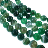 10mm seagreen striped agate beads - round - smooth - 15" strand - approx. 35 beads ST3-9