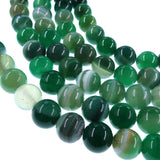 10mm seagreen striped agate beads - round - smooth - 15" strand - approx. 35 beads ST3-9