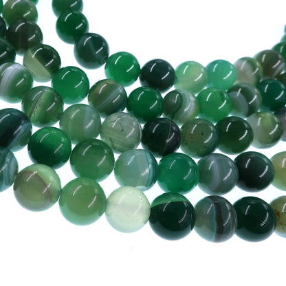10mm seagreen striped agate beads - round - smooth - 15" strand - approx. 35 beads ST3-9