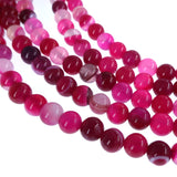 6mm pink striped agate beads - round - smooth - 15" strand - approx. 60 beads ST1-2